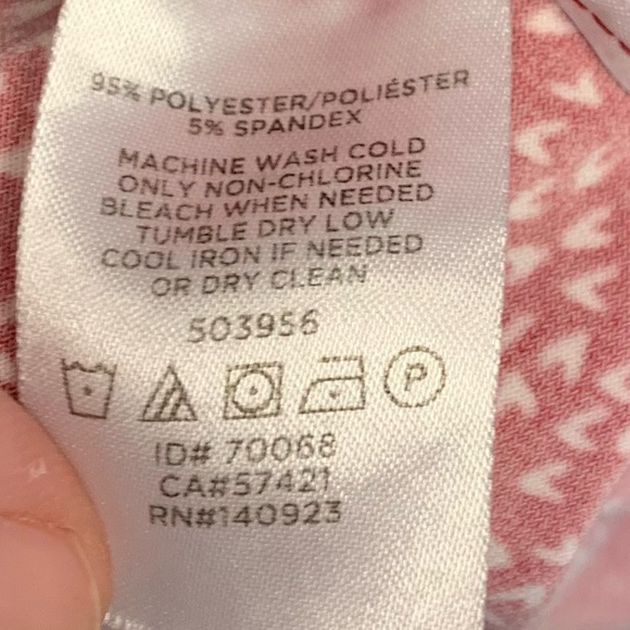 LOFT Red and White Short Sleeve Midi Faux Wrap Dress Women's Small #974 - Picture 7 of 9